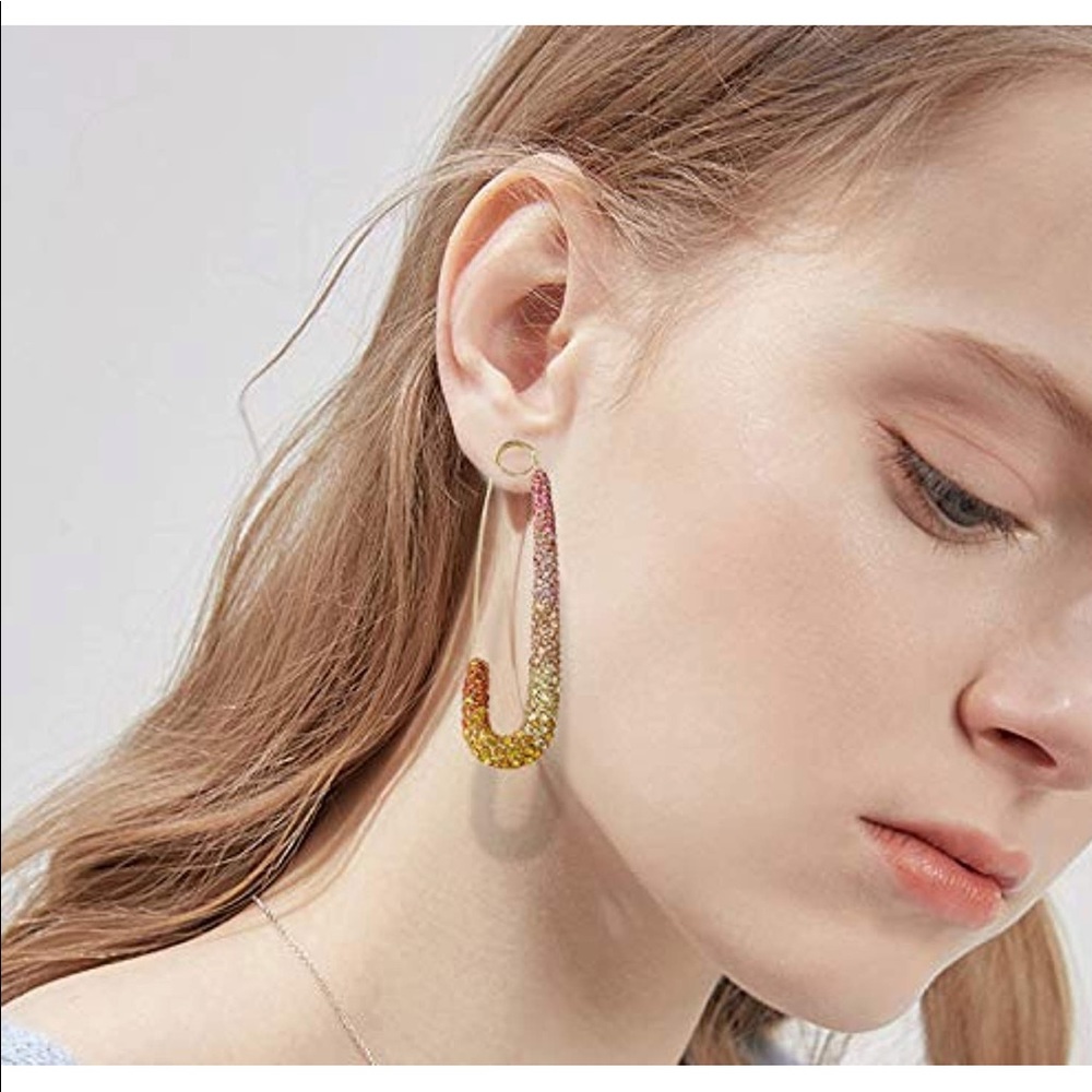 Sold 🚫 RAINBOW SAFETY PIN EARRINGS  🌈